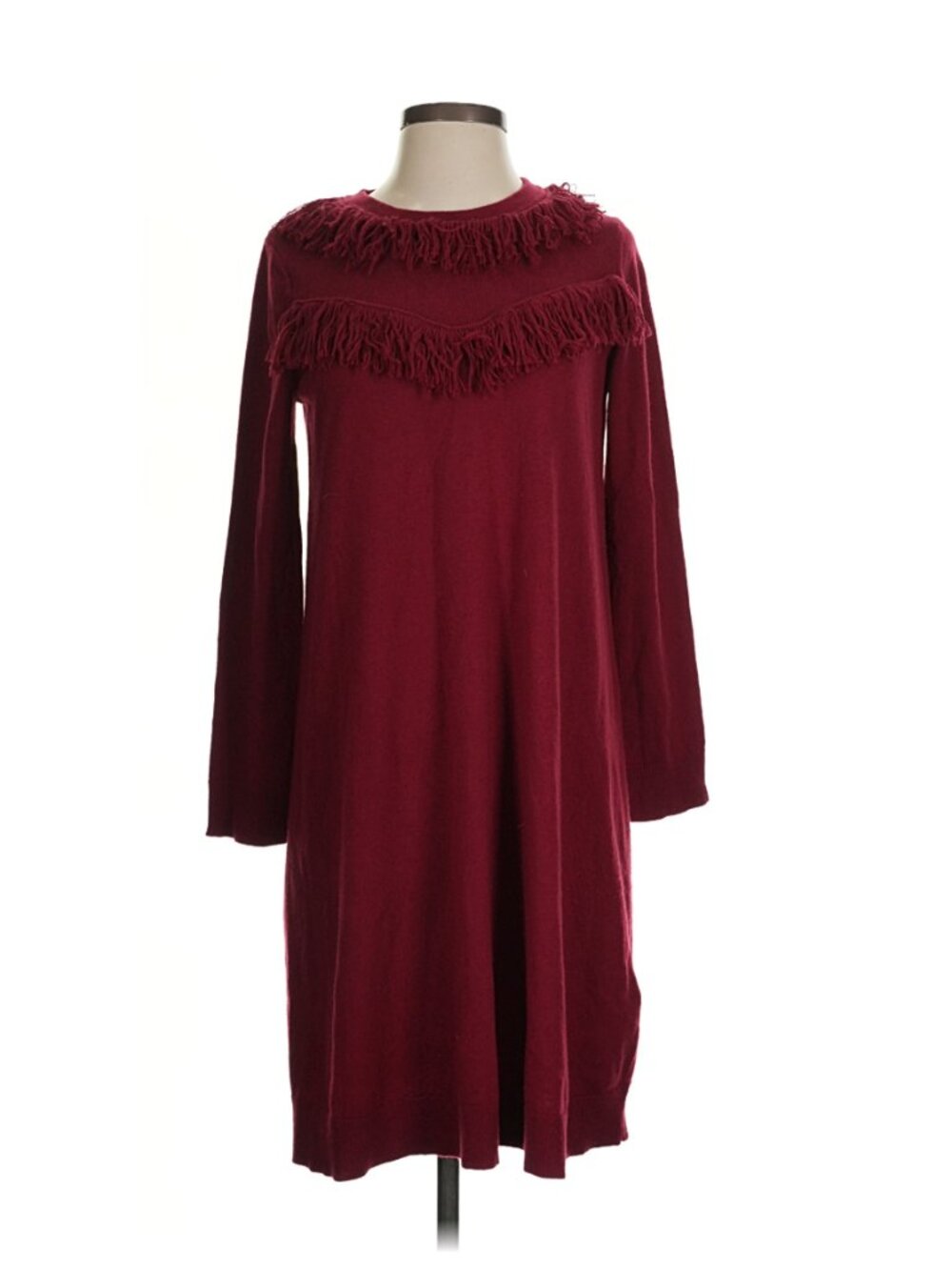 Kate Spade Crimson Fringe Sweater Wool Dress Size S - Picture 2 of 6